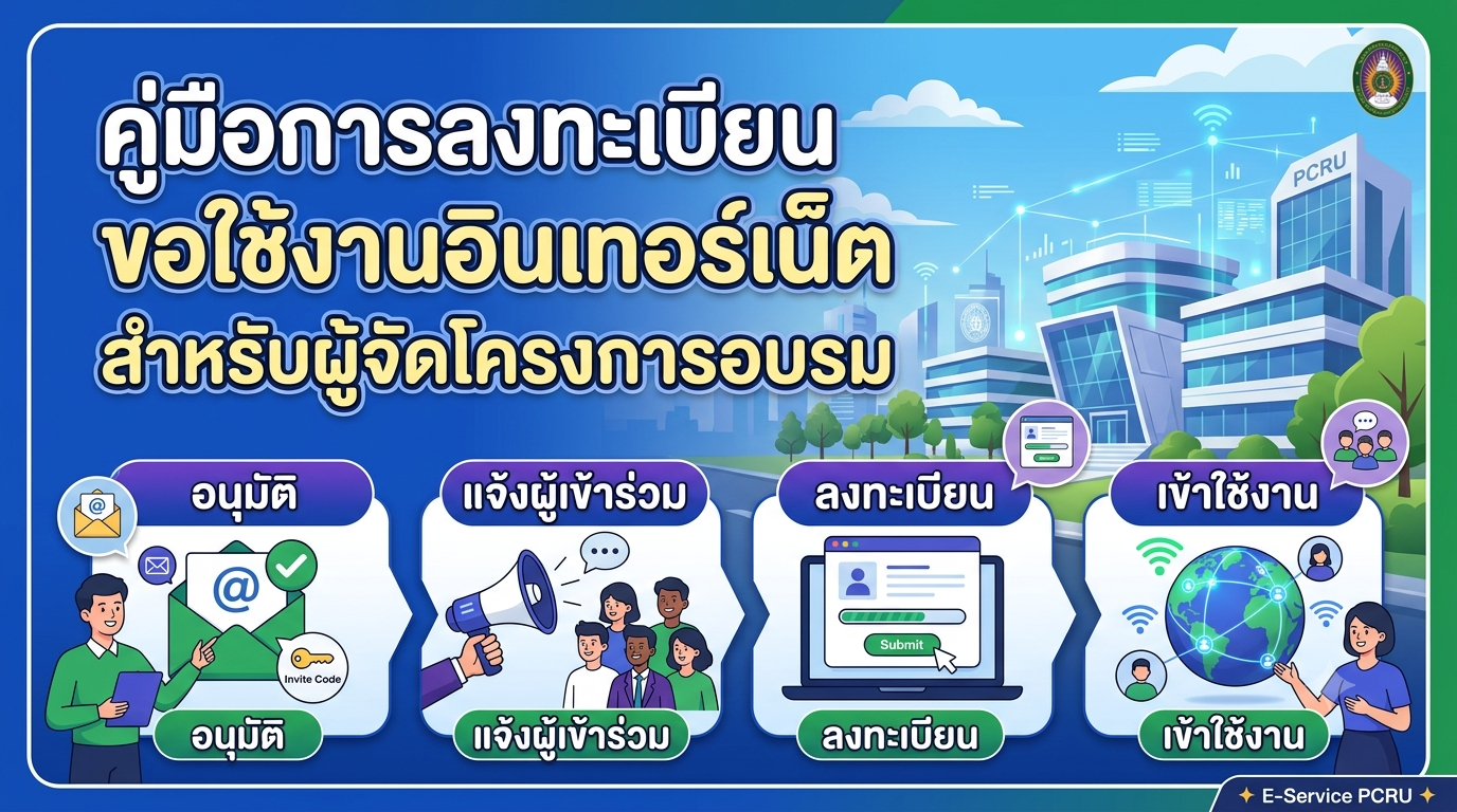 คู่มือการลงทะเบียนขอใช้งานอินเทอร์เน็ตสำหรับผู้จัดโครงการอบรม
